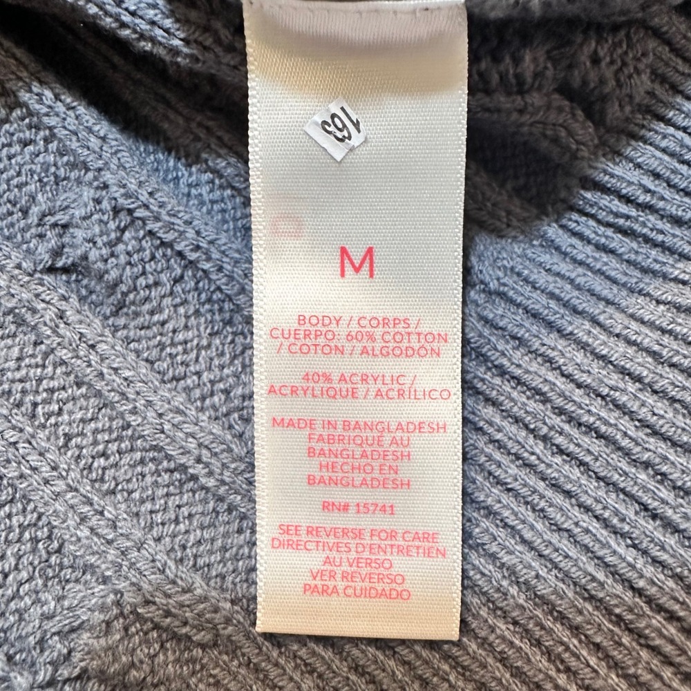 Mills‎ by Millie Bobby Brown Blue Gray Crop Cable Knit Sweater Womens Size M NWT - Picture 8 of 9